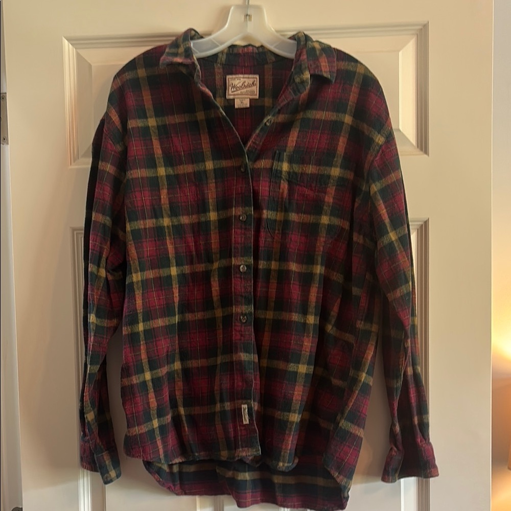 Woolrich Red and Green Relaxed Button Down Shirt